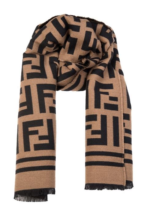 fendi scarf logo|Fendi scarf with fur trim.